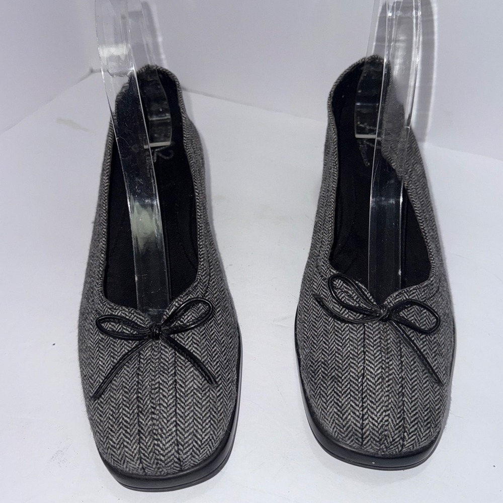 A2 by Aerosoles BlackWhite Herringbone Low Wedge Heel Bow 8.5 Preppy Office 90s - Picture 9 of 11